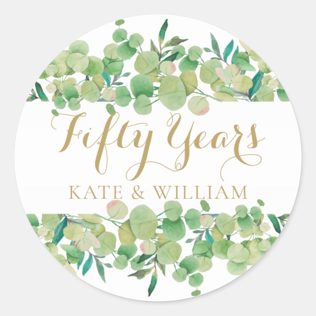 Adesivo Escrito Dourado 50 Anos 50 Aniversário de Casament (Frente)