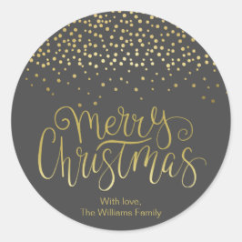 Adesivo Escrito Dourado Elegante e Natal Preto Confetti