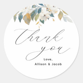 Adesivo Escrito Elegante Casamento Floral Obrigado