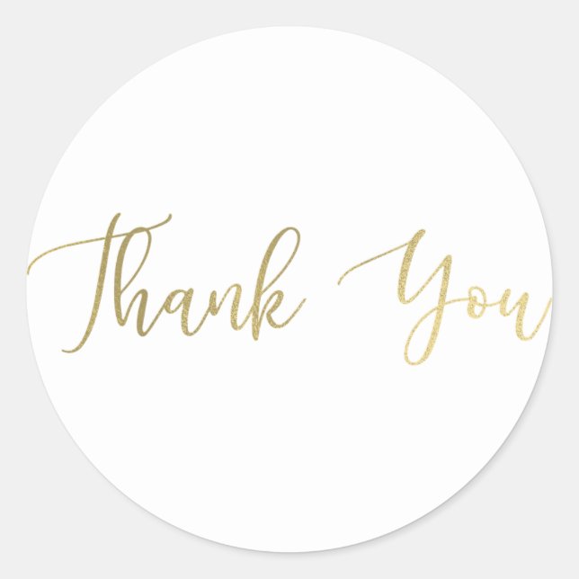 Adesivo Escrito Fino de Folha Ouro Moderno Obrigado Digite (Frente)