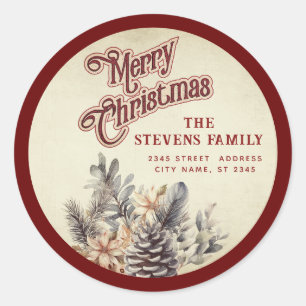 Adesivo Escrito moderno Pinho Feliz de Natal floral