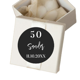 Adesivo Escrito preto branco de aniversário minimalista