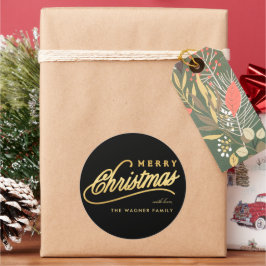 Adesivo Escrito Preto e Dourado Moderno Feliz Natal