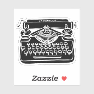 Adesivo Escritor de máquina de escrever Underwood antigo 