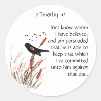Adesivo Escritura de bíblia verso 2 Timothy 1:12 Bird