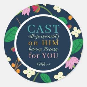 Adesivo Escritura Floral 1 Peter 5:7