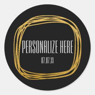 Adesivo Escrivação de espuma dourada Círculo com Vinhetas 
