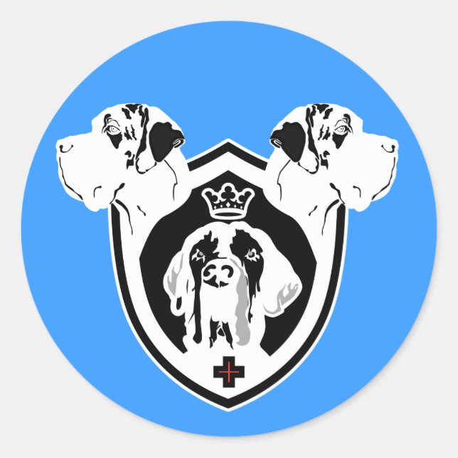 Adesivo Escudo de Armas do Great Dane preto e branco (Frente)