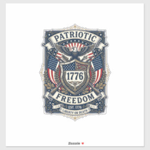 Adesivo Escudo de Batalha Patriótico 1776 Símbolo Inspirad