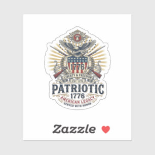 Adesivo Escudo de Batalha Patriótico 1776 Símbolo Inspirad