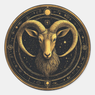 Adesivo Escudo Dourado do Áries do Zodíaco