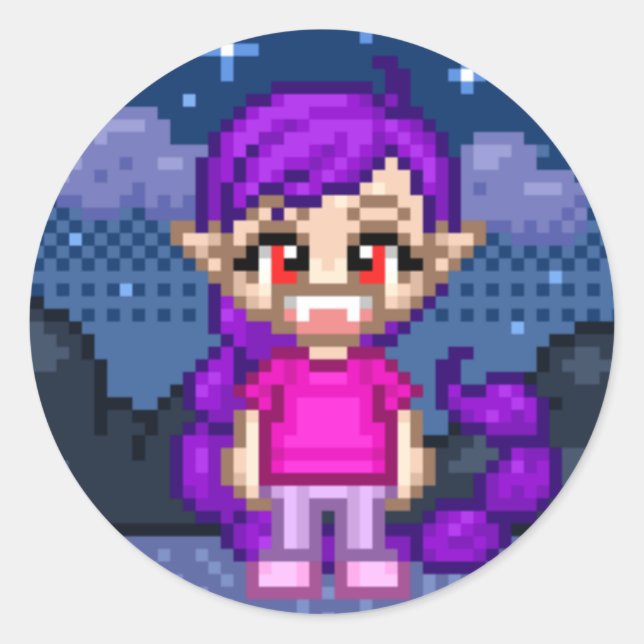 Adesivo Escuro de Pixel Bonito (Frente)