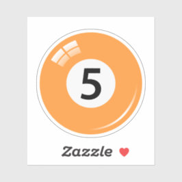 Adesivo Esfera de piscina/bilhar número cinco (5) laranja