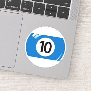 Adesivo Esfera de piscina/bilhar número dez (10) azul bran