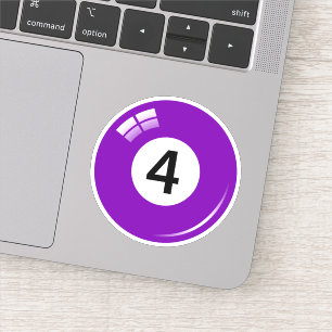 Adesivo Esfera de piscina/bilhar número quatro (4) roxa