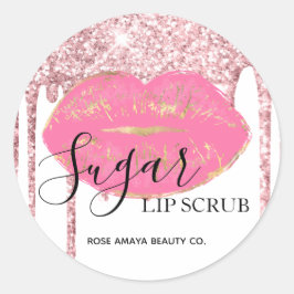 Adesivo Esfoliante Labial Açúcar com Pingos de Brilho Rosa