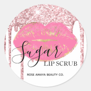 Adesivo Esfoliante Labial Açúcar com Pingos de Brilho Rosa
