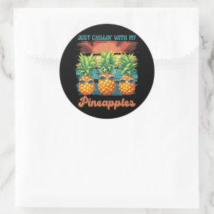 Adesivo Esfriando Com Meus Óculos de Sol de Abacaxi Tropic
