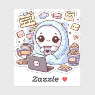 Adesivo Esgotado Emocionalmente, mas Ainda Kawaii Mental