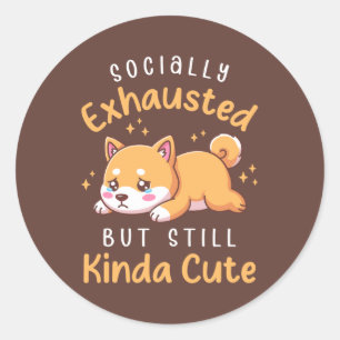 Adesivo Esgotado Socialmente Mas Ainda Fofo - Shiba Inu