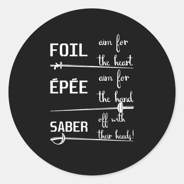 Adesivo Esgrima de Definição de Foil Epee Saber (Frente)
