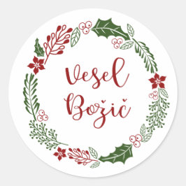 Adesivo Esloveno Feliz Natal Wreath, Vesel Božič