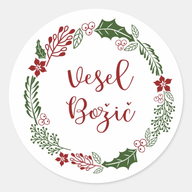Adesivo Esloveno Feliz Natal Wreath, Vesel Božič (Frente)