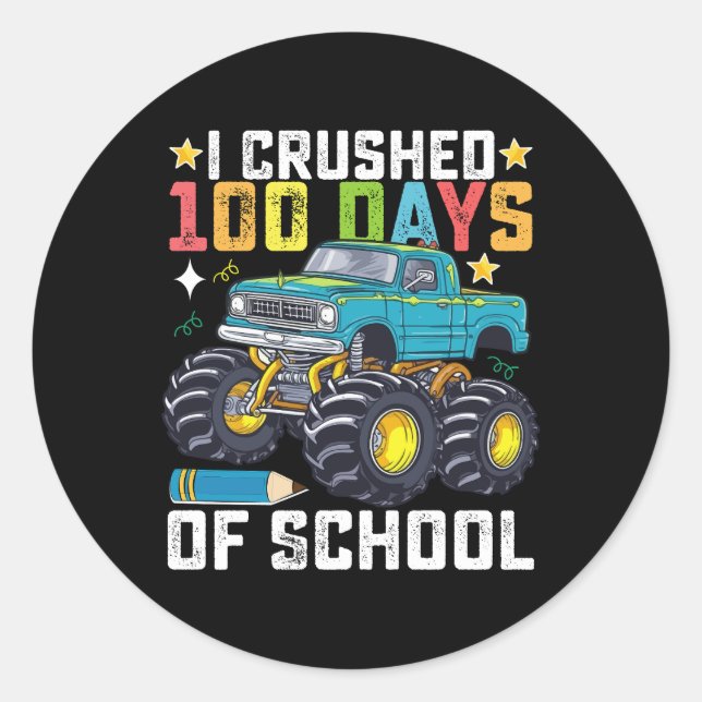 Adesivo Esmagei 100 Dias De Caminhão De Monstro Escolar (Frente)