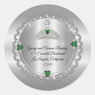 Adesivo Esmeralda Coroa de Diamante Quinceañera Endereço