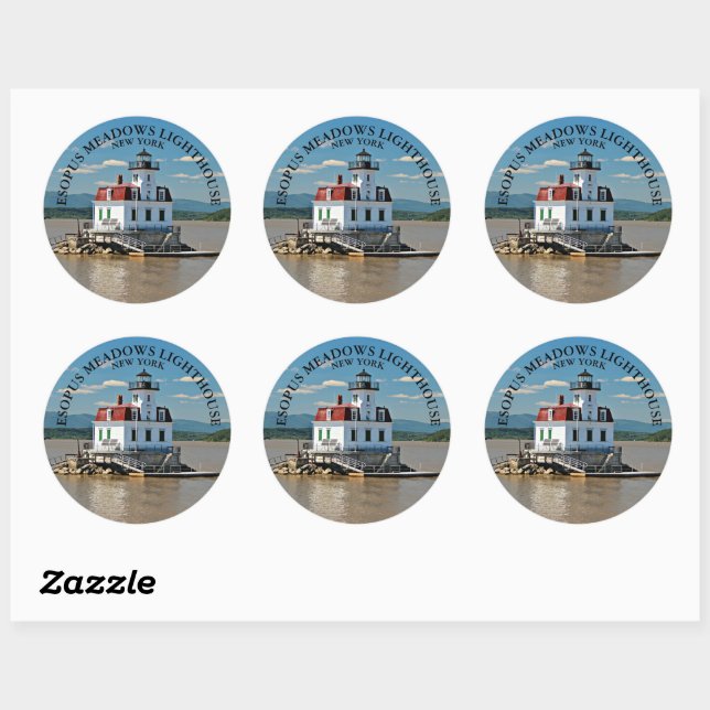 Adesivo Esopus Meadows Lighthouds, New York Round Stickers (Folha)