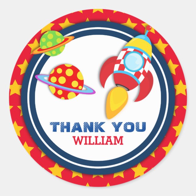 Adesivo Espachante De Foguete Obrigado Tag Favorável (Frente)