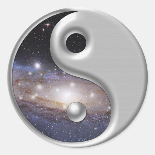 Adesivo Espaço da Galáxia Ying Yang Silver (Frente)