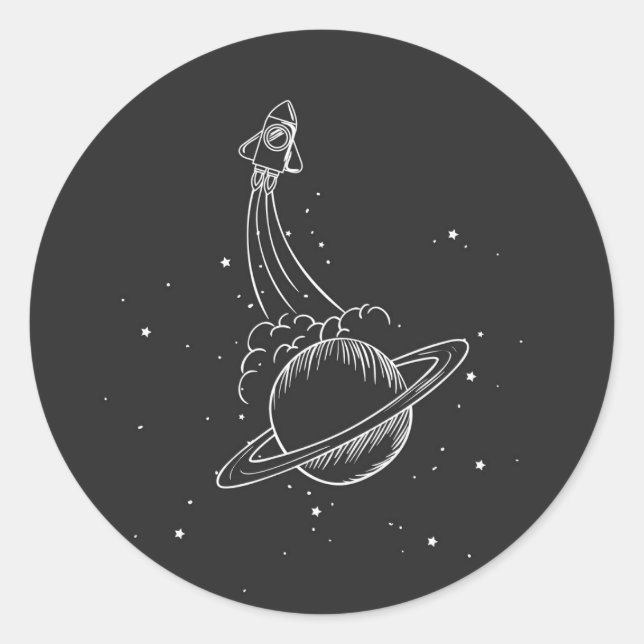 Adesivo Espaçonave de ilustração Saturno (Frente)