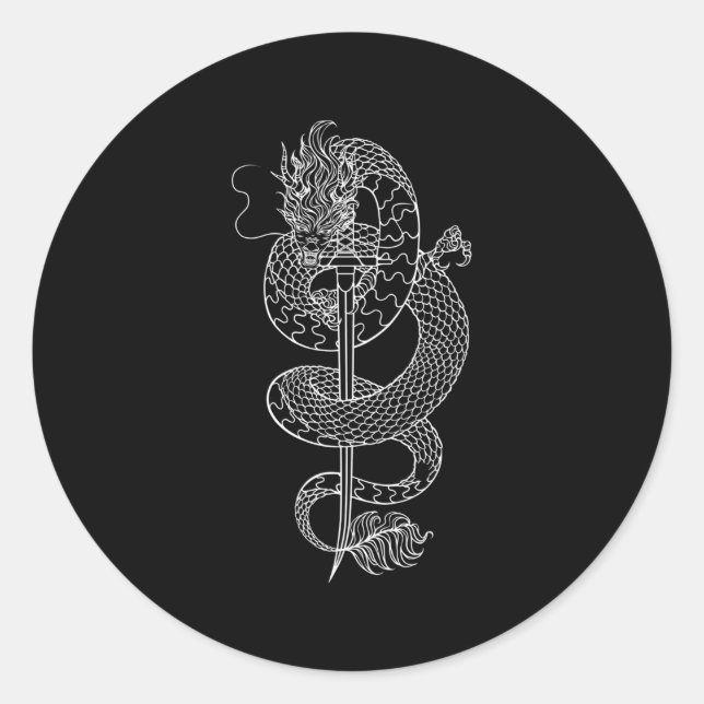 Adesivo Espada De Um Samurai E Dragão Japonês (Frente)