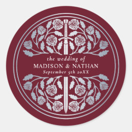 Adesivo Espada Medieval Real Casamento Vermelho Prata