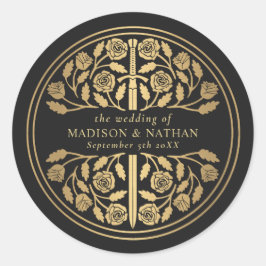 Adesivo Espada Medieval Real Dourado Preto Casamento 