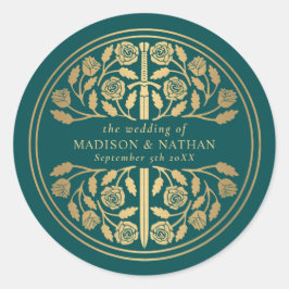 Adesivo Espada Real Medieval Dourada Casamento Teal 
