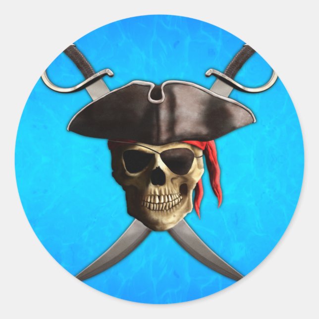 Adesivo Espadas do Crânio Pirata (Frente)