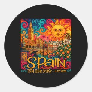 Adesivo Espanha Eclipse Solar Total 2026 Retro Paisley