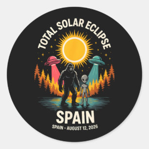 Adesivo Espanha Eclipse Total do Sol 2026 Pé Grande Alien