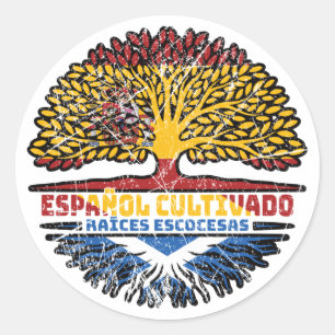 Adesivo Espanha Escocesa - Bandeira Raízes de Árvore Espan