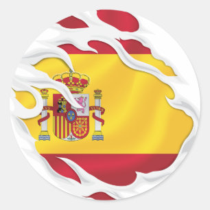 Adesivo Espanha Ripped Flag Classic Round Sticker
