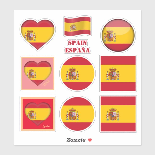 Adesivo Espanhas e bandeira espanhola, Heart/sport España (Folha)