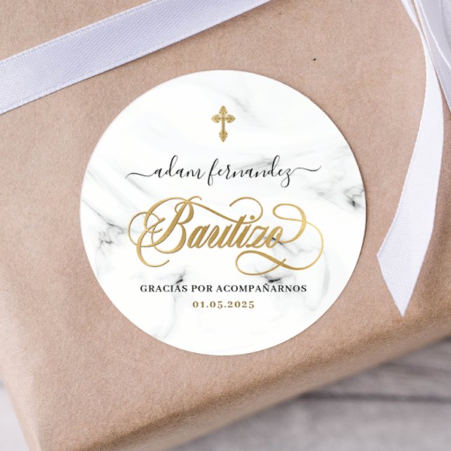 Adesivo Espanhol De Bautizo Gracias Dourado (Criador carregado)