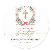 Espanhol De Bautizo Gracias Dourado e Rosa