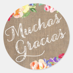 Adesivo Espanhol Obrigado Pequenos Vinheiros Muchas Grac