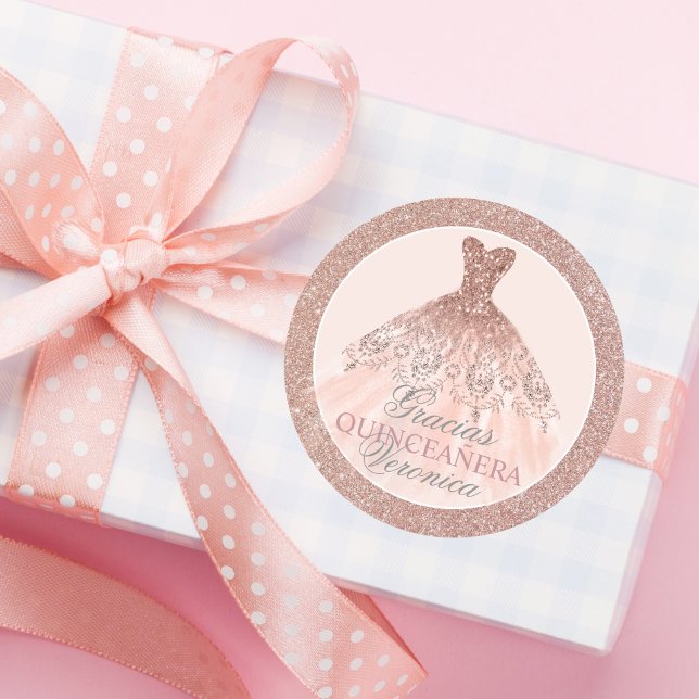 Adesivo Espanhol Quinceañera Mis Quince Rosa Rosa Obrigado (Criador carregado)