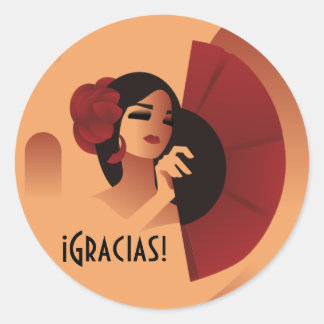 Adesivo Espanhola com fã e rosa vermelha no cabelo