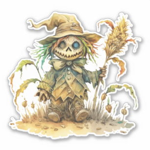 Adesivo Espantalho giro, abóbora de Halloween, palito