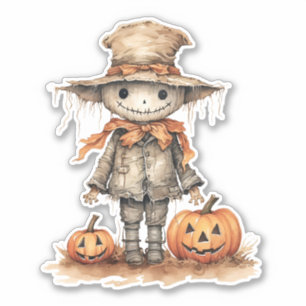Adesivo Espantalho giro, abóbora de Halloween, palito